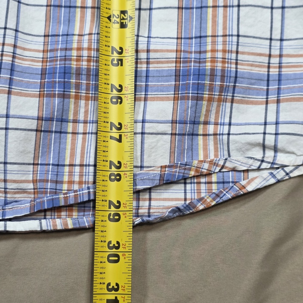 American Eagle Mens Large Plaid Button Down Shirt Long Sleeve Blue Orange L AEO - Picture 9 of 9
